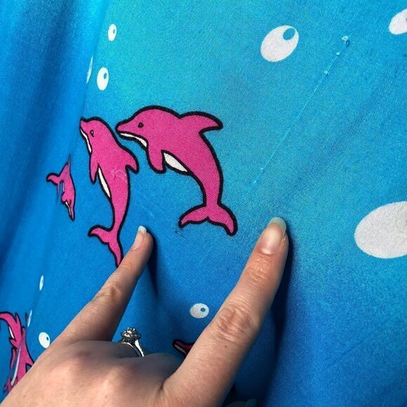 DOLPHIN Under the Sea Blue & Pink Coral Reef Tassel Beach Coverup Sarong Skirt - Picture 13 of 16